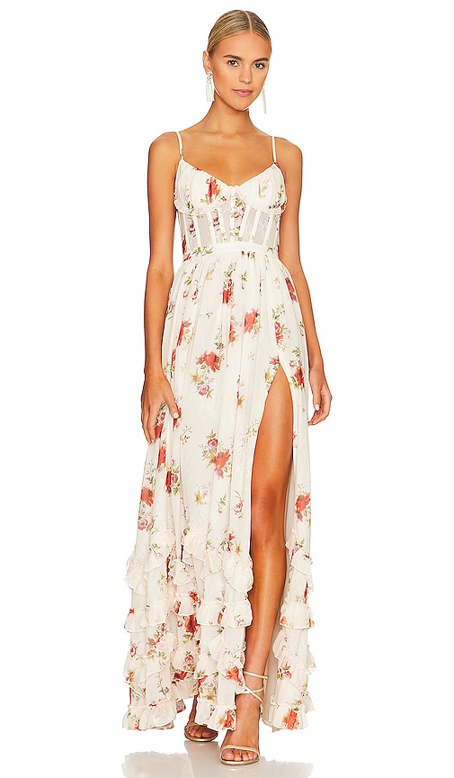 V. Chapman Carmen Gown in Natural Dainty Floral | REVOLVE