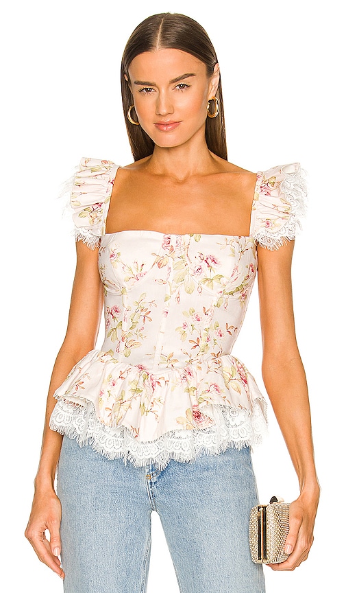 V. Chapman X REVOLVE Sorrento Corset Top in Pink Rose Print