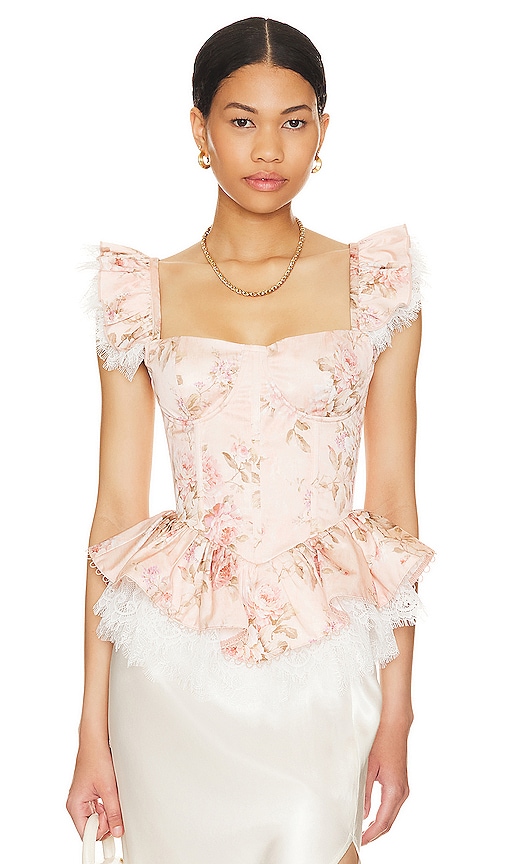 V. Chapman Sorrento Bustier Top In Peach Tapestry