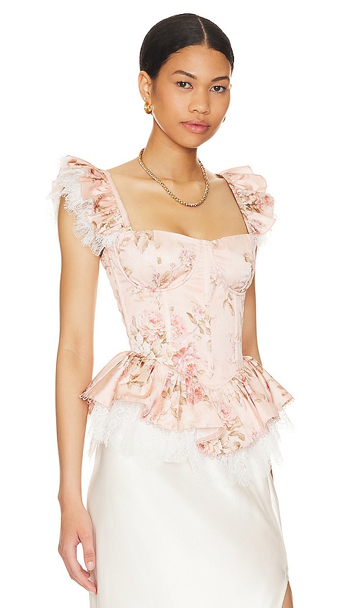 Shop V. Chapman Sorrento Bustier Top In Peach Tapestry