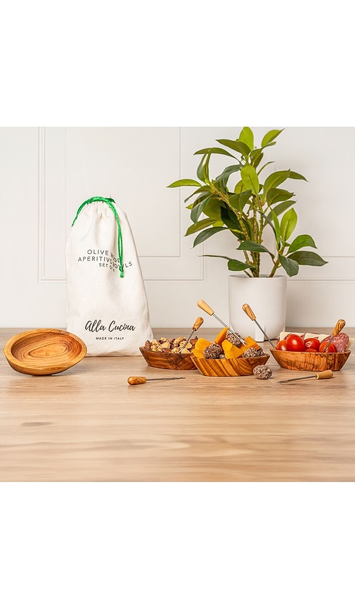  Verve Culture Schüsseln Set Of 4 Olivewood Aperitivo Bowls In Brown. 