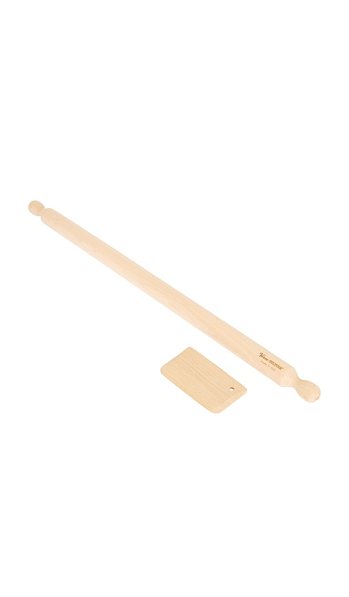 Verve Culture Beechwood Long Rolling Pin & Pasta Scraper In Brown
