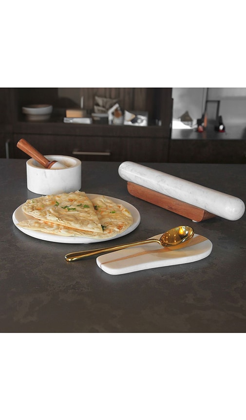  Verve Culture Rodillo De Mármol Y Soporte Marble Rolling Pin & Stand En Color White,brown Talla All . 