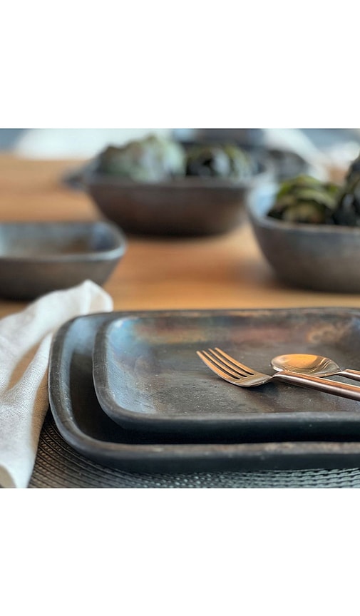  Verve Culture Teller Set Of 4 Longpi Small Plate In Black. 