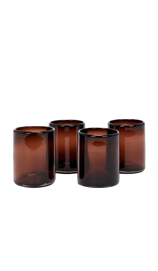 Verve Culture Set Of 4 Tamarind Handblown Glasses In Brown