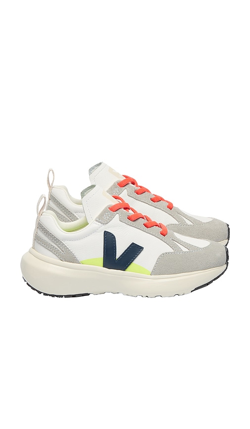 Veja Junior Small Canary Sneaker in White Nautico