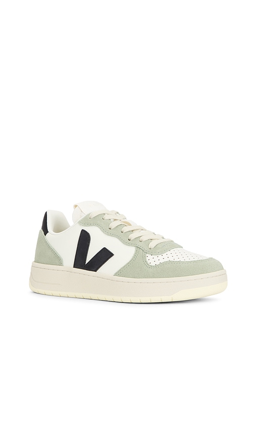 Shop Veja V-10 Sneaker In Pure & Black & Clay