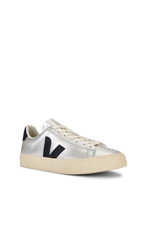 Veja Campo Leather Sneaker In Silver Black In Multi