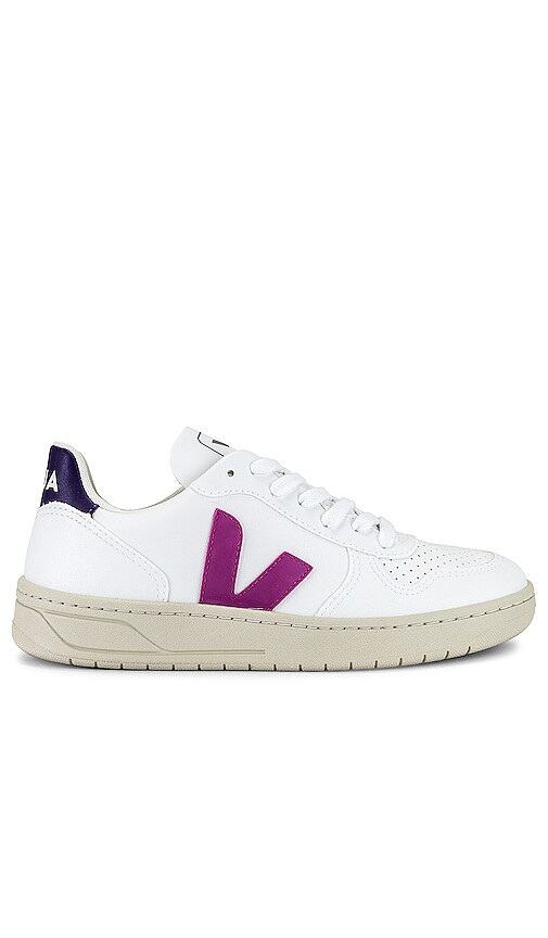 Veja V-10 Sneaker In White  Ultraviolet & Purple