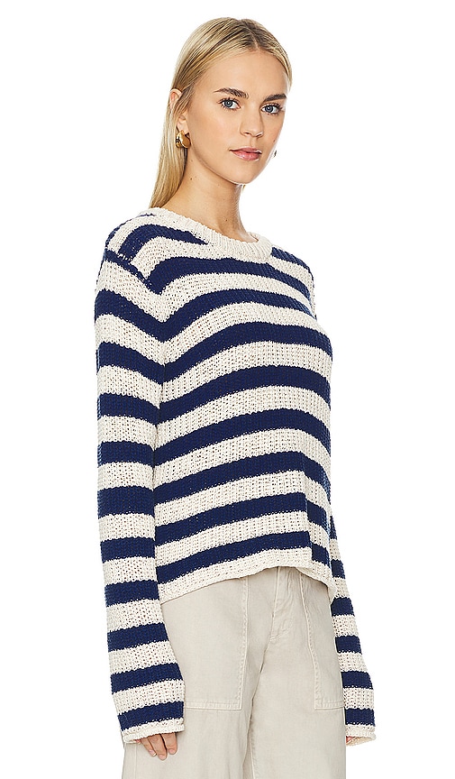 Shop Velvet By Graham & Spencer Maxine Pullover In Ecru & Navy