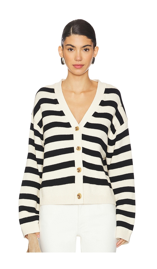 Shop Velvet By Graham & Spencer Elodie Cardigan In Cream & Black