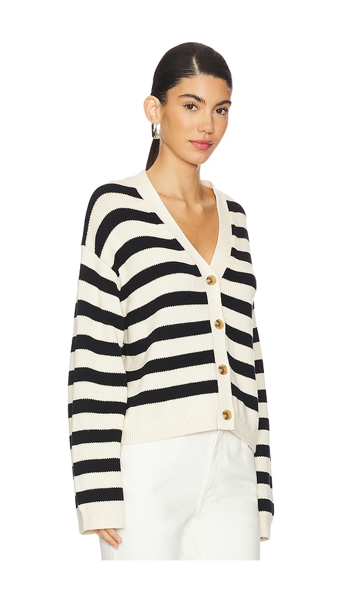 Shop Velvet By Graham & Spencer Elodie Cardigan In Cream & Black