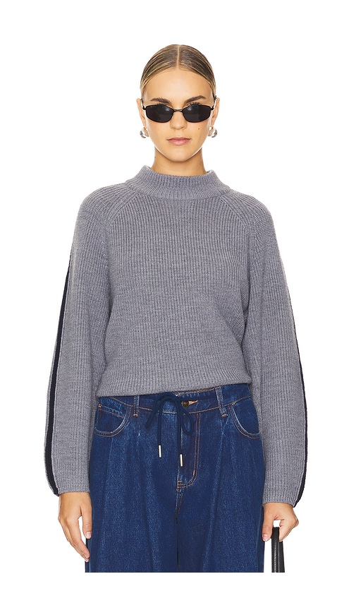 Shop Velvet By Graham & Spencer Teagan Pullover In Heather Grey & Navy