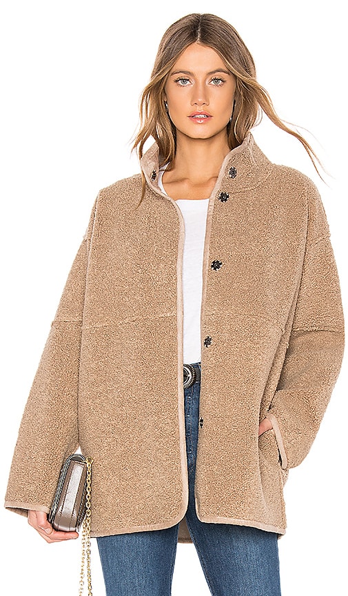 Velvet by Graham & Spencer Albany Lux Faux Sherpa Jacket in Tan | REVOLVE