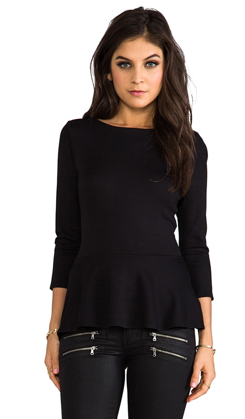 Velvet by Graham & Spencer Ponti Meg Peplum Top in Black | REVOLVE