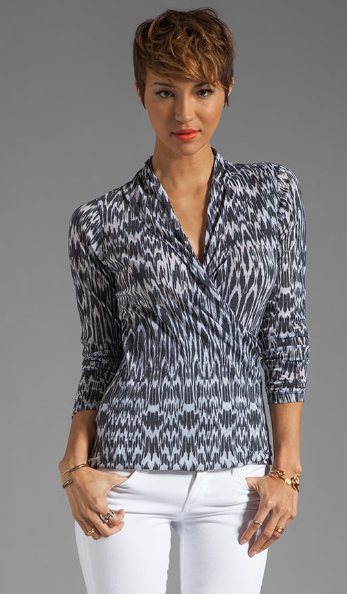 Ikat Burnout Cadmus Faux Wrap Top