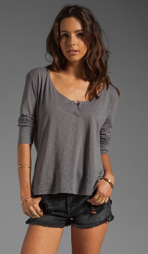 Cotton Slub Poppy 3/4 Sleeve Top
