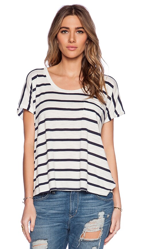 Modal / Cotton Stripe Knit Tiki Tee