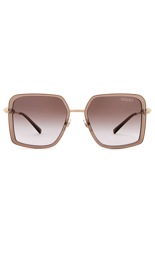 Versace Square Sunglasses In Brown Transparent