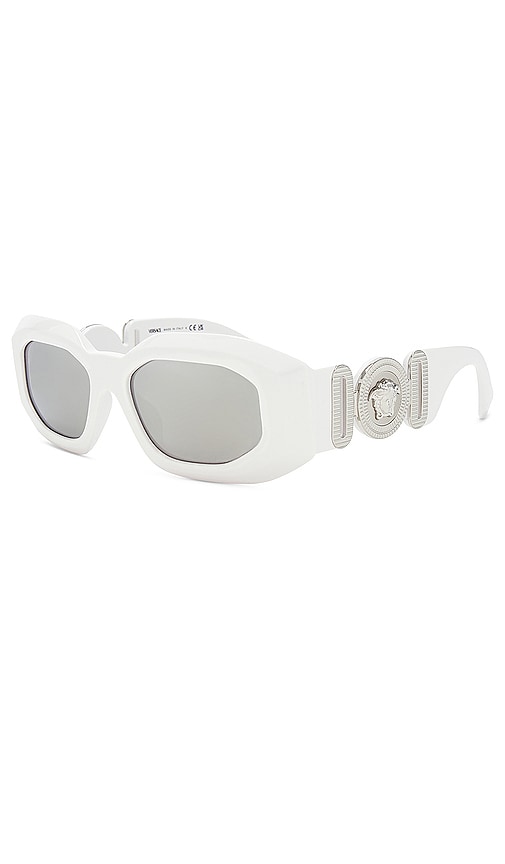 Shop Versace Oval Sunglasses In 白色