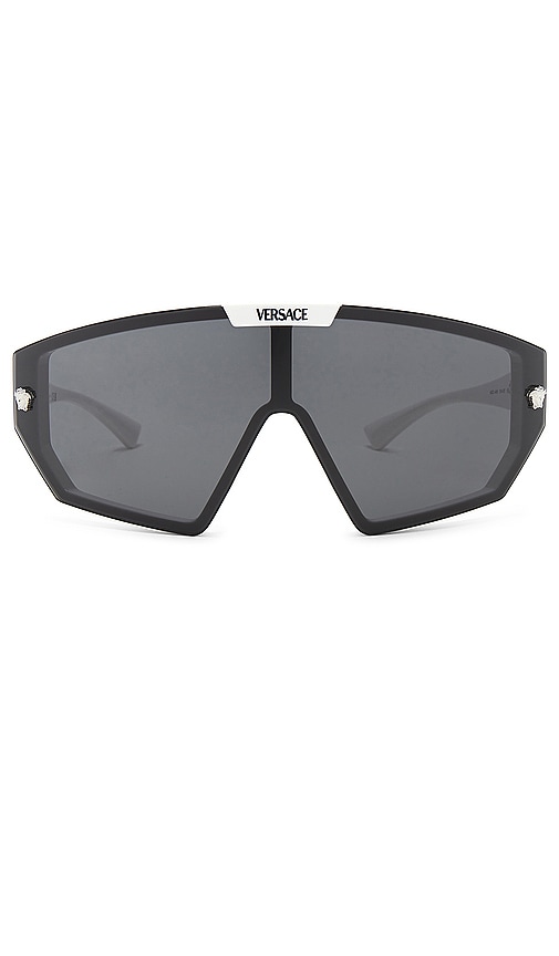 Shop Versace Shield Sunglasses In 白色