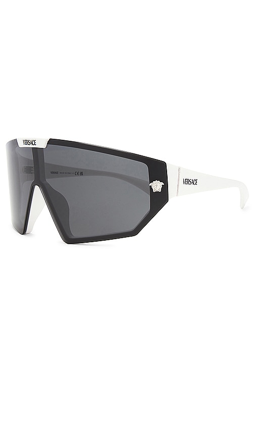 Shop Versace Shield Sunglasses In 白色