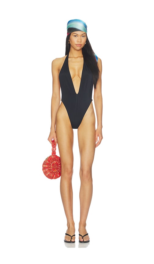 One Piece Swimsuit Lycra Vita Recycled Passante Medusa by VERSACE in Black