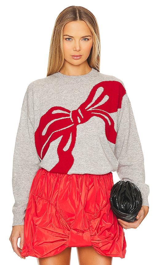 Vivetta Cashmere Blend Sweater With Bow In Grey And Red