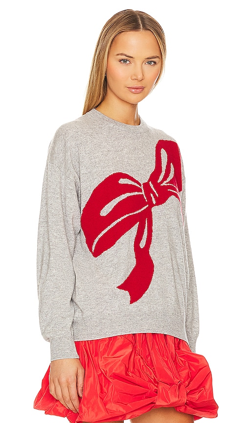 Shop Vivetta Cashmere Blend Sweater With Bow In Grey And Red