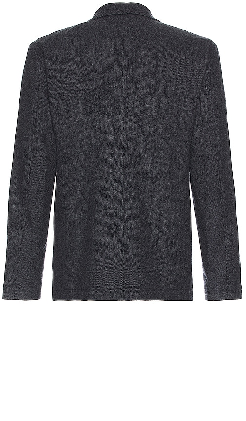Shop Vince Wool Flannel Herringbone Blazer In Grey