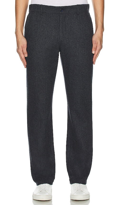 Shop Vince Wool Flannel Herringbone Trouser In Grey