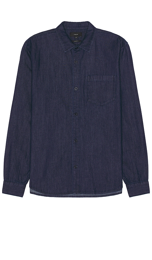 Shop Vince Indigo Denim Shirt In 漆黑