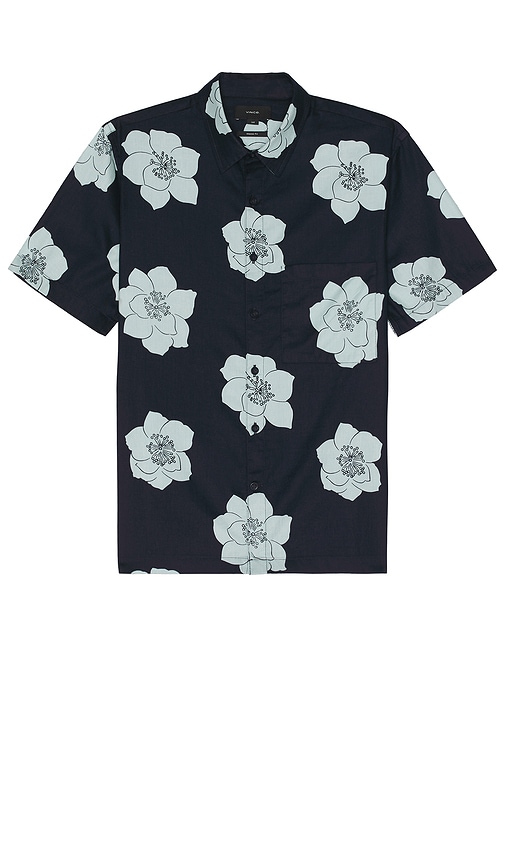 Shop Vince Apple Blossom Short Sleeve Shirt In Blue