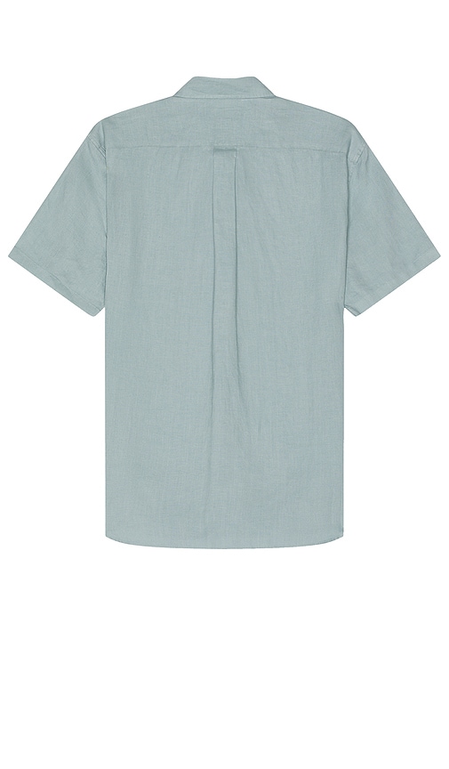 Shop Vince Linen Short Sleeve Shirt In Baby Blue