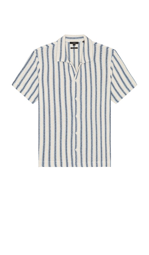 Beach Stripe Knit Button Down Shirt in Blue,Cream. - size L (also in M, S, XL/1X) - Vince - Modalova