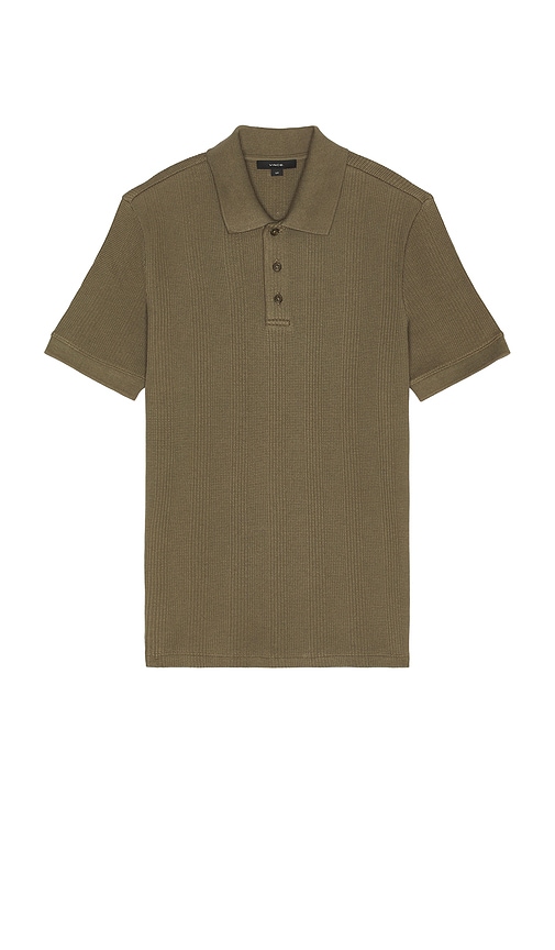 Variegated Textured Polo in Olive. - size L (also in M, S, XL/1X) - Vince - Modalova