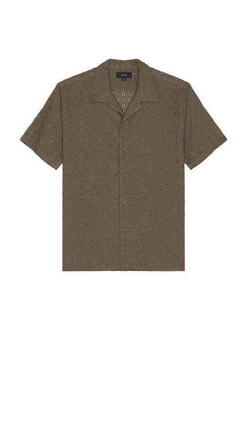 Cotton Eyelet Collar Shirt in Green. - size L (also in M, S) - Vince - Modalova