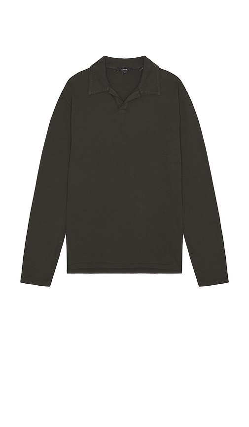 Vince Long Sleeve Johnny Polo In Gray