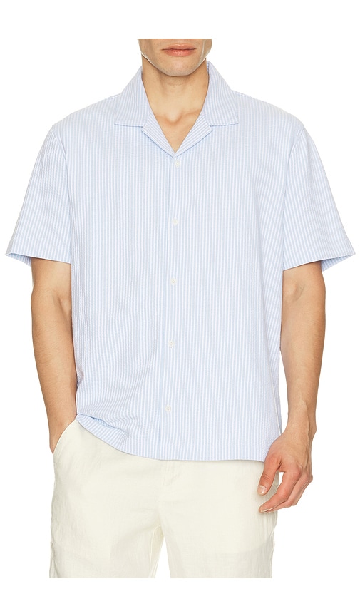 Vince Seersucker Stripe Short Sleeve Cabana Shirt