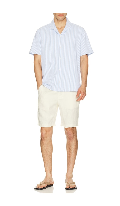  Vince Seersucker Stripe Short Sleeve Cabana Shirt In Baby Blue. Size S. Also In M, L, Xl/1x, Xxl/2x. 