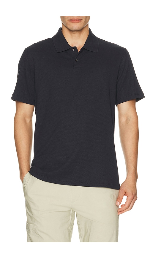 Vince Mesh Knit Snap Short Sleeve Polo