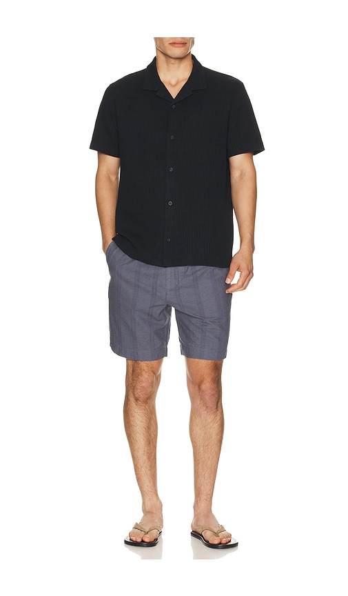  Vince Macro Waffle Short Sleeve Shirt Button Down Cabana In Navy. Taglia S. Also In M, L, Xl/1x, Xxl/2x. 