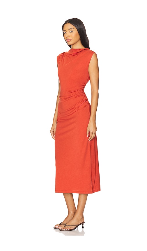 Vince Cowl Neck Muscle Tee Dress In Orange