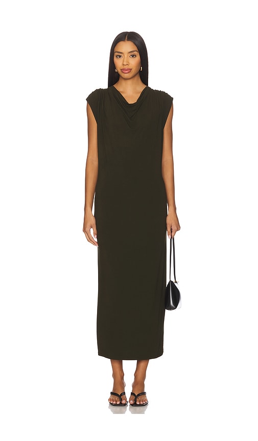 Draped Cowl Neck Dress in Army. - size L (also in M, S, XS, XXS) - Vince - Modalova