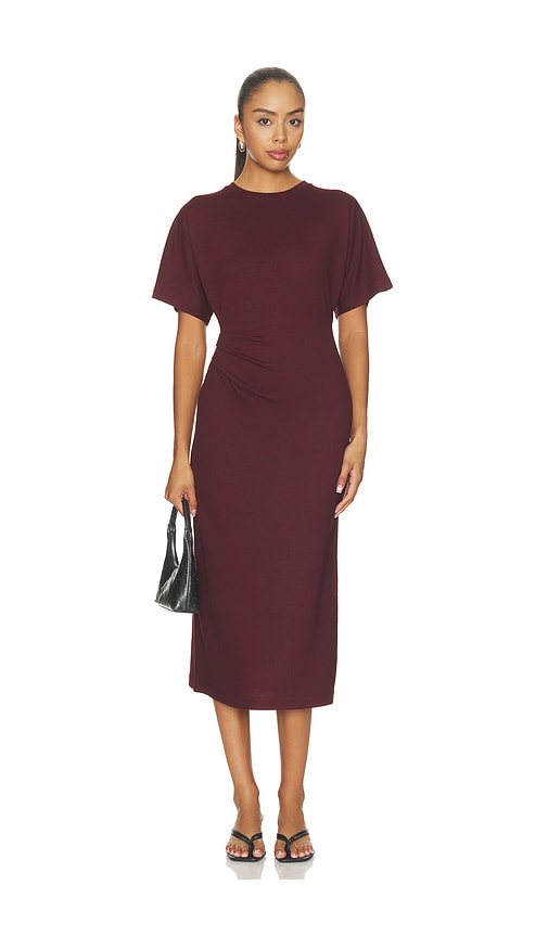 Vince Short Sleeve Side Rouche Dress In Black Rose