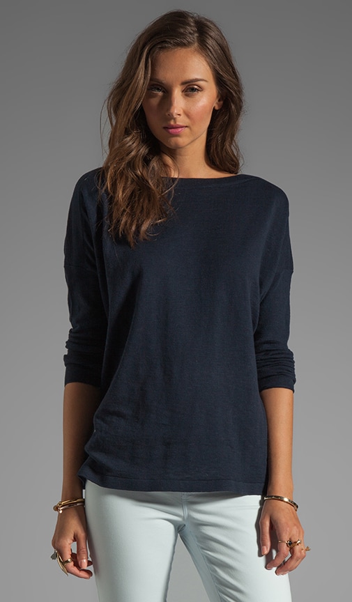 Ribbed Shoulder Slub Sweater