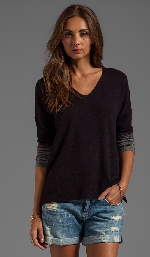 Cropped Wool-Cashmere Vee with Ombre Sleeves