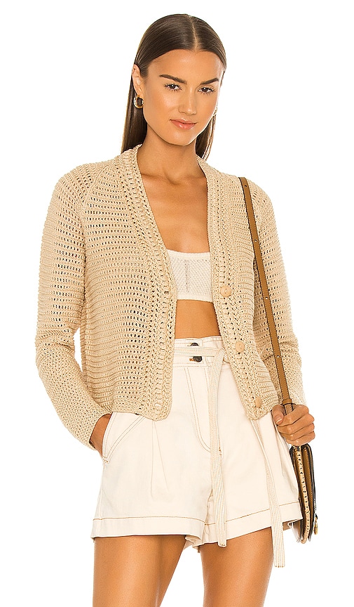 Vince Crochet Cardigan in Straw | REVOLVE