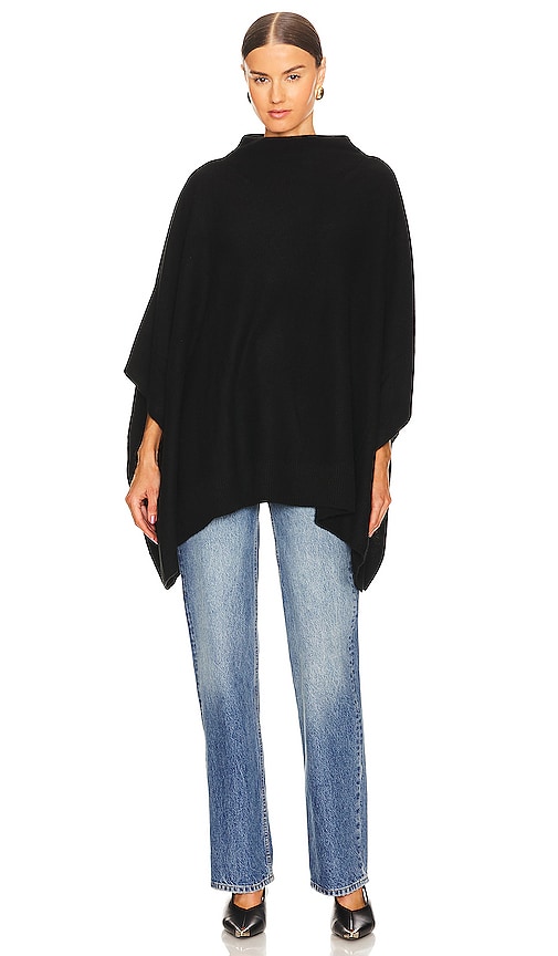 FUNNEL NECK BOILED CASHMERE KNIT PONCHO