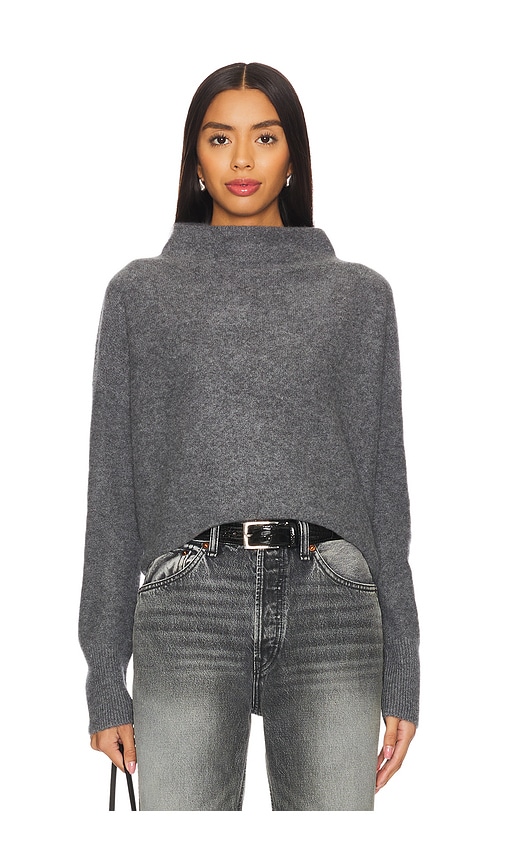 Vince Boiled Funnel Neck Pullover in Graphite